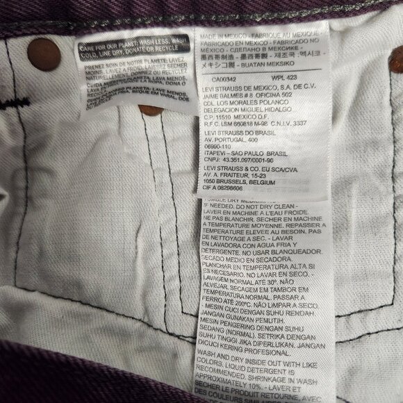 Levis 501 VTG Jeans Men 40x30 Red Denim Straight Leg Original‎ Fit 537303 L5155 - Picture 5 of 8